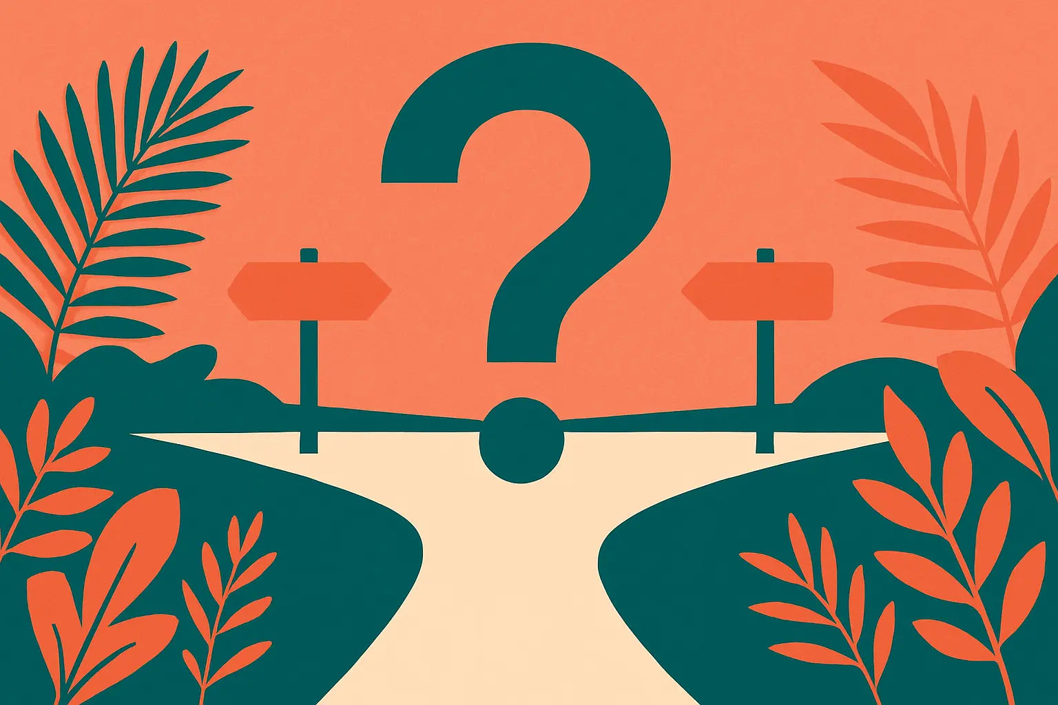 Flat vector illustration of a research question determining the choice of method
