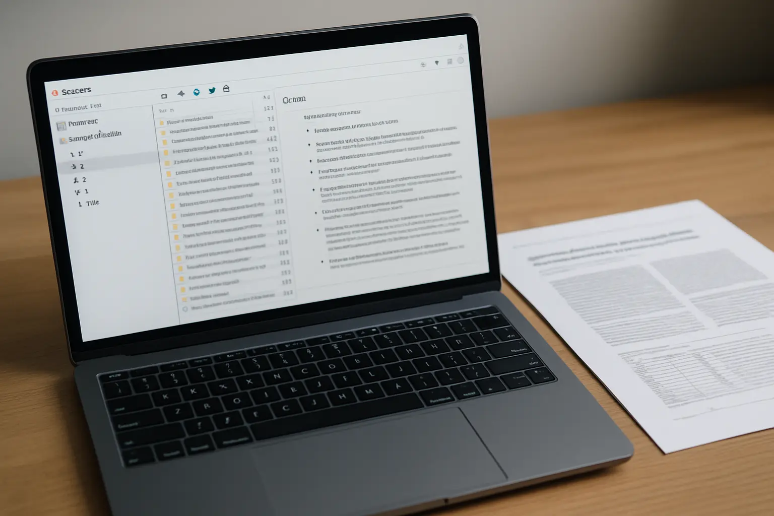 Reference manager software and printed clinical laboratory journal article on a student desk