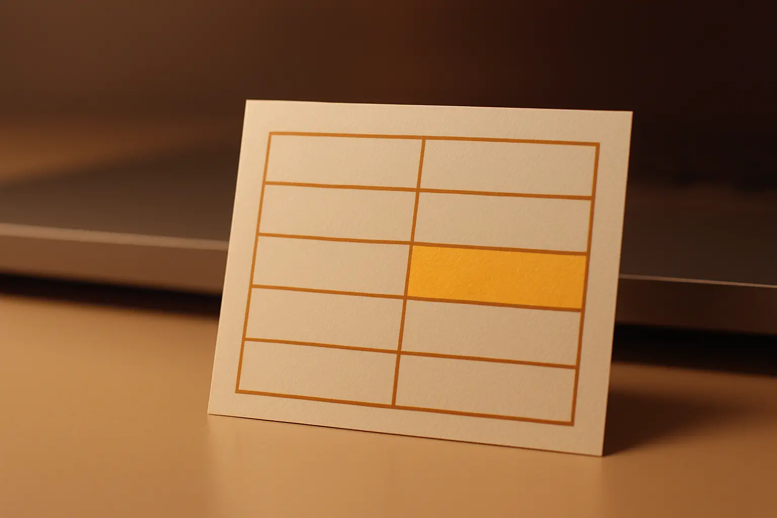 A small printed reference card showing four numbered scale points beside their verbal interpretation ranges