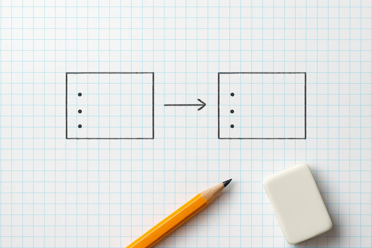 Two boxes side by side connected by a single arrow, with indicator bullets listed inside each box