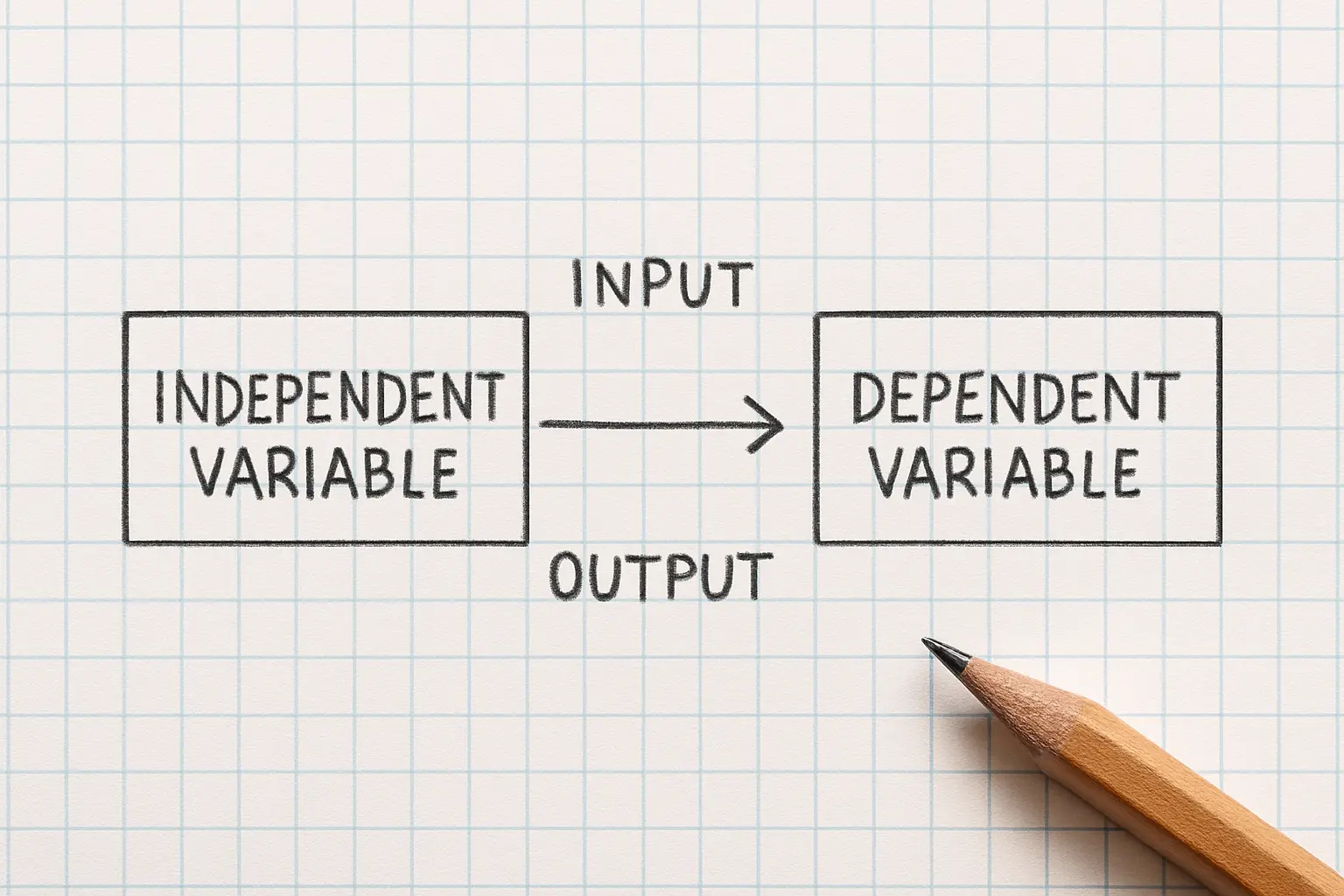 A hand-drawn input process output diagram for a psychology thesis theoretical framework with labeled arrows