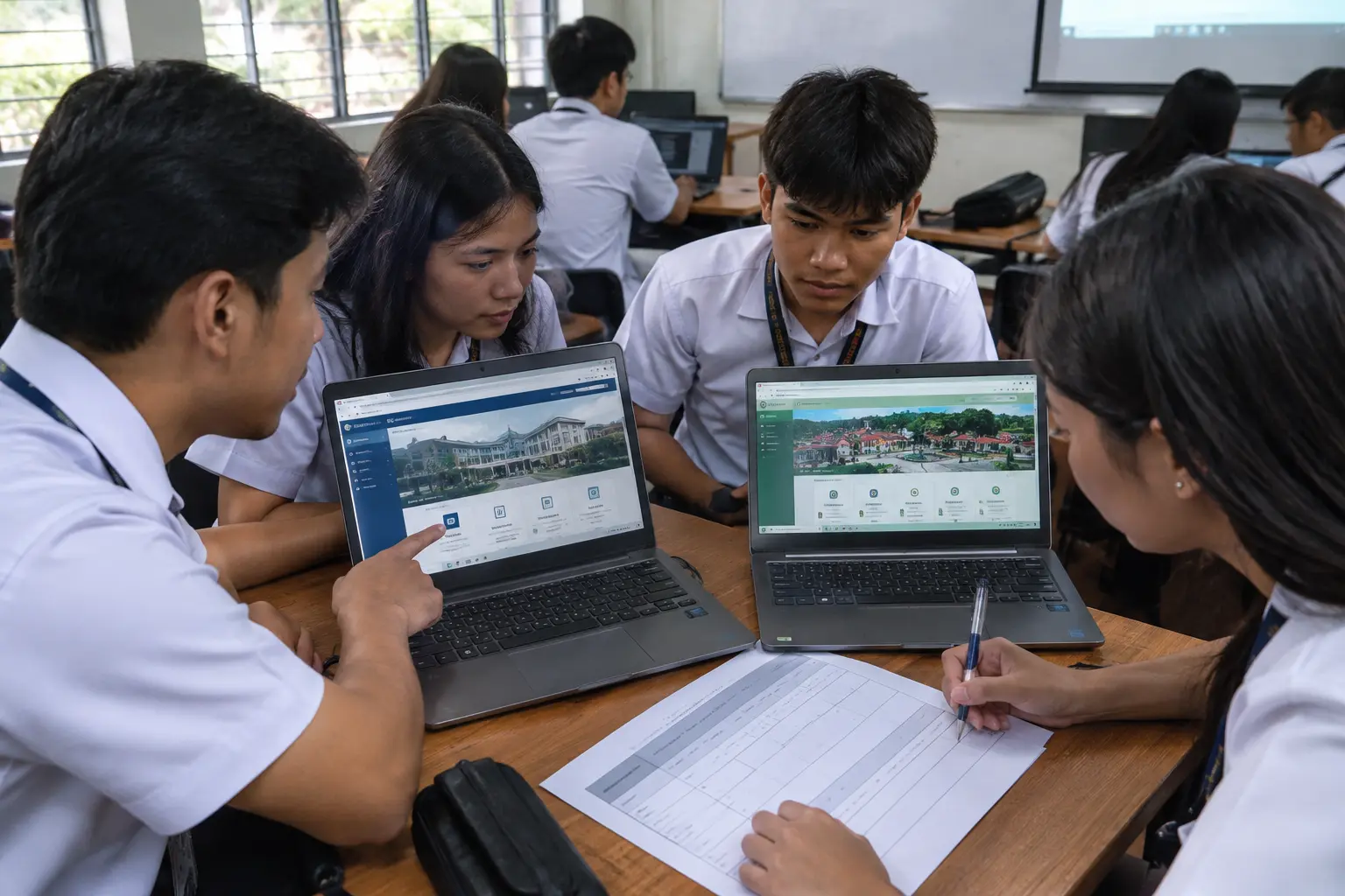 BSIT students comparing existing web systems feature by feature for a capstone