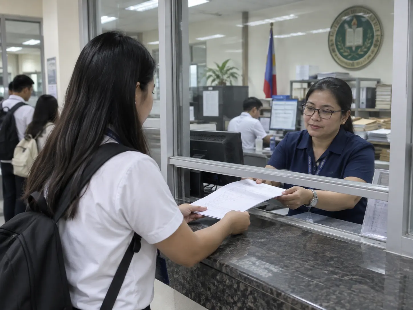 A student submitting a records request to a university registrar